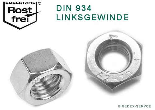 Linksgewinde muttern din 934 - linksgewinde,